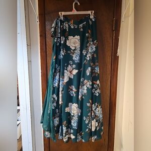 Eva Mendes Green Floral Wrap Skirt Size Small